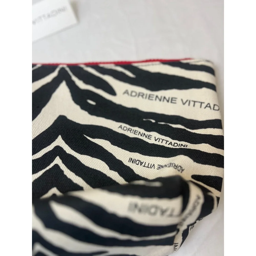 Adrienne Vittadini Zebra Print Cosmetic‎ Makeup Bag Pouch Travel Organizer NWT